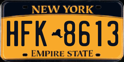 NY license plate HFK8613