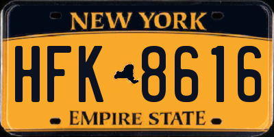 NY license plate HFK8616