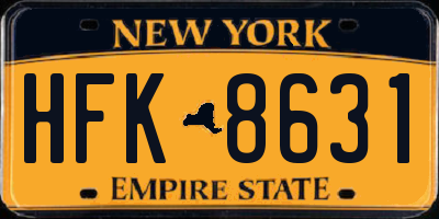 NY license plate HFK8631
