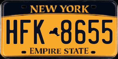 NY license plate HFK8655