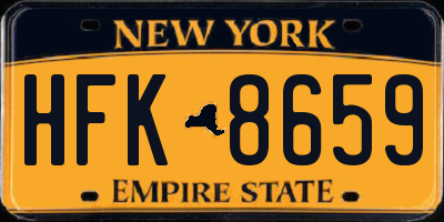 NY license plate HFK8659
