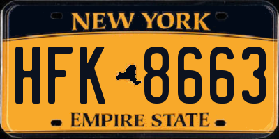 NY license plate HFK8663