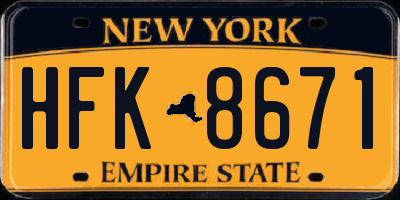 NY license plate HFK8671