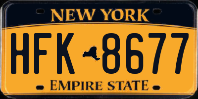 NY license plate HFK8677