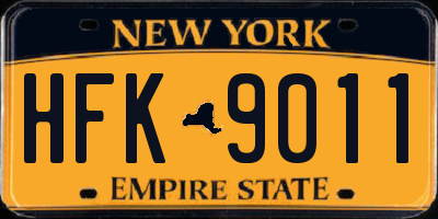 NY license plate HFK9011