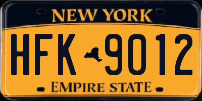 NY license plate HFK9012