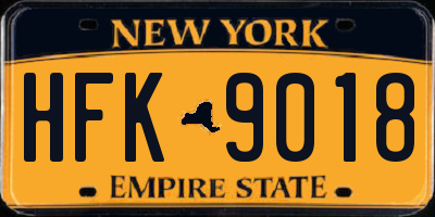 NY license plate HFK9018