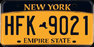 NY license plate HFK9021