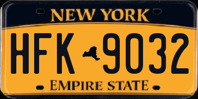 NY license plate HFK9032