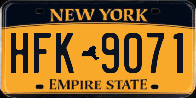 NY license plate HFK9071