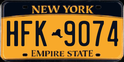 NY license plate HFK9074