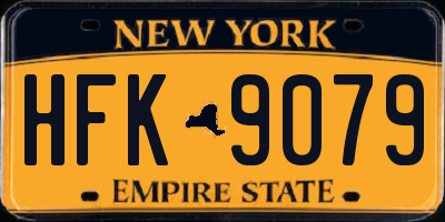 NY license plate HFK9079