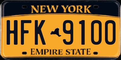 NY license plate HFK9100