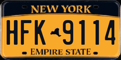 NY license plate HFK9114