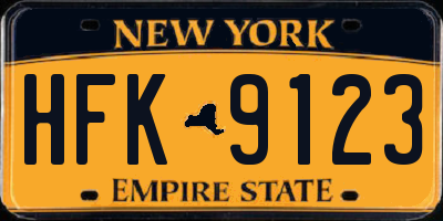 NY license plate HFK9123
