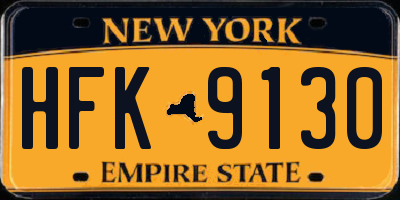 NY license plate HFK9130