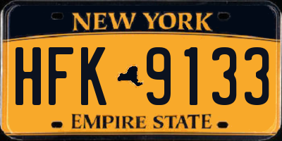 NY license plate HFK9133