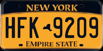 NY license plate HFK9209