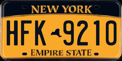 NY license plate HFK9210