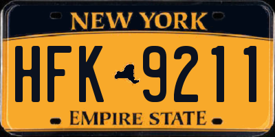 NY license plate HFK9211