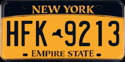 NY license plate HFK9213