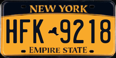 NY license plate HFK9218