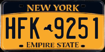 NY license plate HFK9251