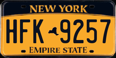 NY license plate HFK9257