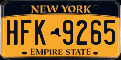 NY license plate HFK9265