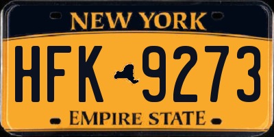 NY license plate HFK9273