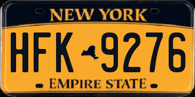 NY license plate HFK9276