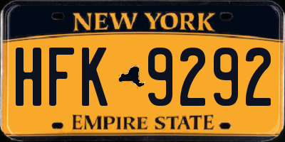 NY license plate HFK9292