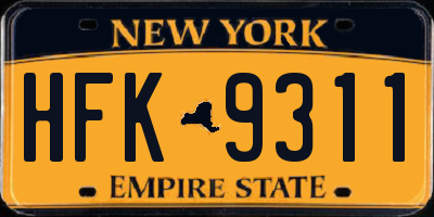 NY license plate HFK9311