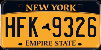 NY license plate HFK9326