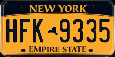 NY license plate HFK9335