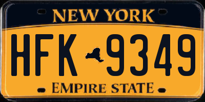 NY license plate HFK9349