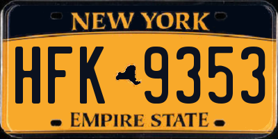 NY license plate HFK9353