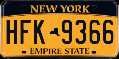 NY license plate HFK9366