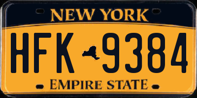 NY license plate HFK9384