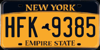 NY license plate HFK9385