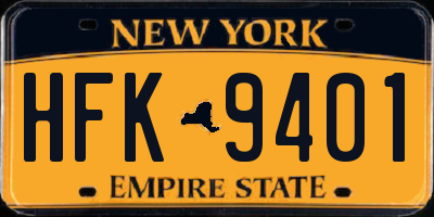 NY license plate HFK9401