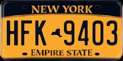 NY license plate HFK9403