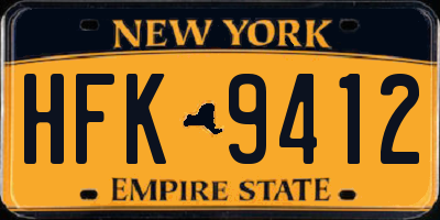 NY license plate HFK9412