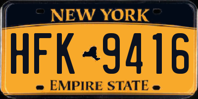 NY license plate HFK9416