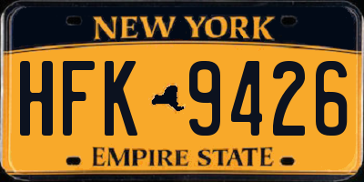 NY license plate HFK9426