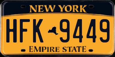 NY license plate HFK9449