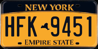 NY license plate HFK9451