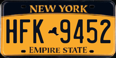 NY license plate HFK9452