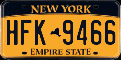NY license plate HFK9466