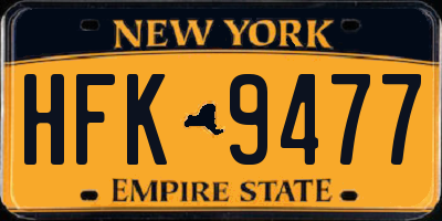 NY license plate HFK9477